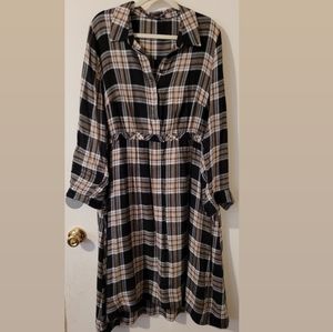 Plus size flannel shirt dress